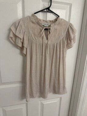 Rachel Zoe Embroidered Ruffle Sleeves Blouse Size S
